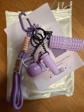 Violet Fitness Yoga Keychain Bag Charm set